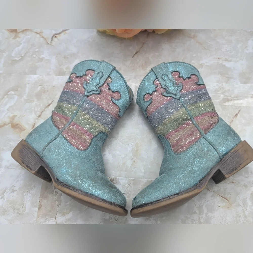 Roper Girls Glitter Lace Cowgirl Western Boots ToddlerS 7